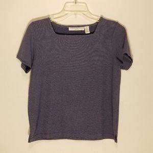 Josephine Chaus petite navy/white striped top Sz M